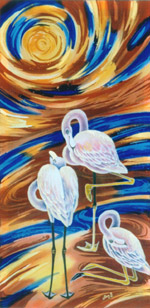 Flamingo (triptych). Middle part. 1999. Batique.