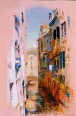 Views of Italy. Venice. Triptich, left part. Cardboard, tempera, pastel. 2642 1997