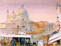 Views of Italy. Venice. Triptich, central part. Cardboard, tempera, pastel. 5148 1997