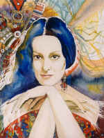 Sinilga. Portrait of Nina Rogozina, theater and movie artist. Paper, water colors. 3447 1998 