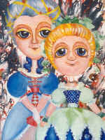 Princesses. 60x80. Cardboard, levkas, oil, 1997