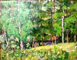  "Birch alight by sun". 2000.Canvas. Oil.