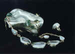 Комплект. "Озёра" (Лоток для украшений, ожерелье, кольцо).  1995. Серебро, агат, яшма.