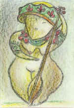 From "Steppe" Series. Oriental Beauties. Paper, wax pencil.  30x19. 1996. Author's property