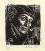  Серия: "Поэты серебряного века", Анна Ахматова, портрет 54*46, ксилография 1989