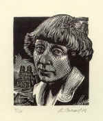 Серия: "Поэты серебряного века", Марина Цветаева, портрет 54*46, ксилография 1989