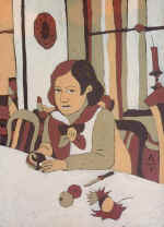 Девочка с персиками. 1999г. х.,м. 40х30