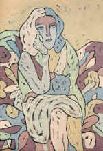 Девушка с голубым котом. 1998г. х.,м. 30х21