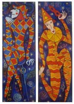 Diptych. Different Harlequins. Canvas, oil. 120х40.1998.