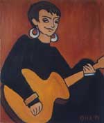Девушка с гитарой.  Х.,м. 39х49. 1995.