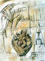 Сердце монаха, 1998, 40х30 Смеш. техн, бумага. Серия Театр времен и народов