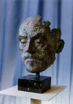 Portrain of V. Malinov. Bronze, labradorite, 1995, private collection